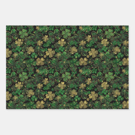 St Patricks Day Presentpapper Platt Ark Set om 3