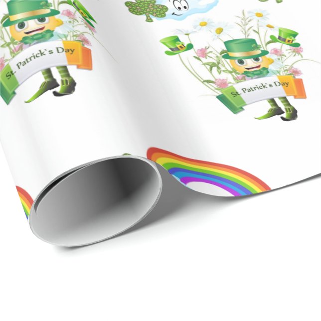 St. Patrick's Day Presentpapper Regnbåge (Rullad Hörn)