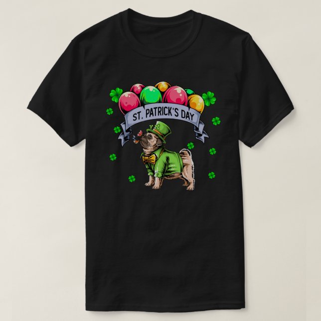 St patricks day Pug Hund Leprechaun T Shirt (Design framsida)