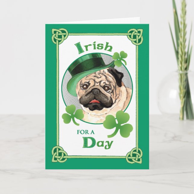 St. Patrick's Day Pug Kort (Framsida)
