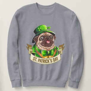 St. Patrick's Day Pug Lång Ärmad Tröja