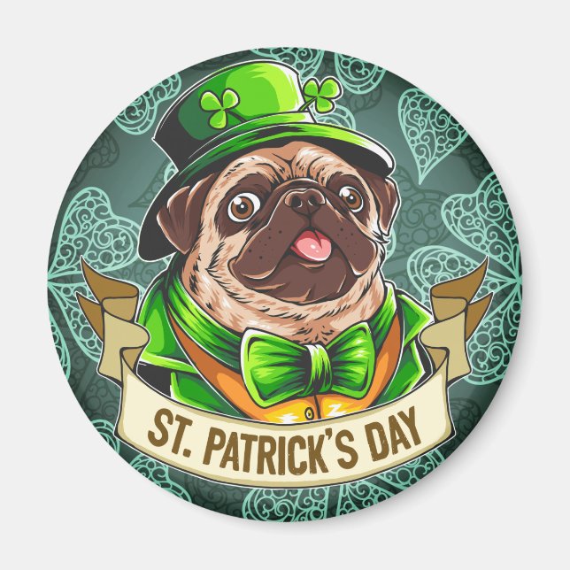 St. Patrick's Day Pug Magnet (Framsidan)