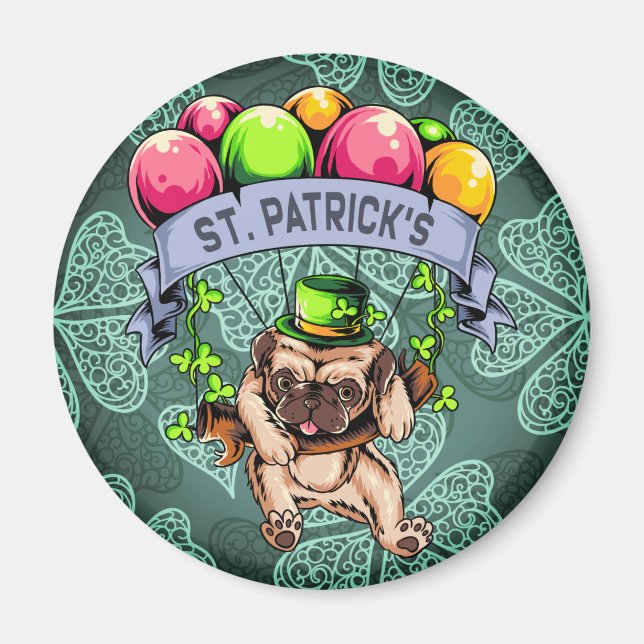 St. Patrick's Day Pug Magnet (Framsidan)