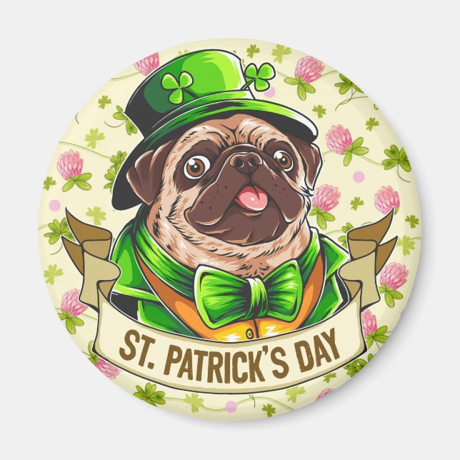 St. Patrick's Day Pug Magnet (Framsidan)