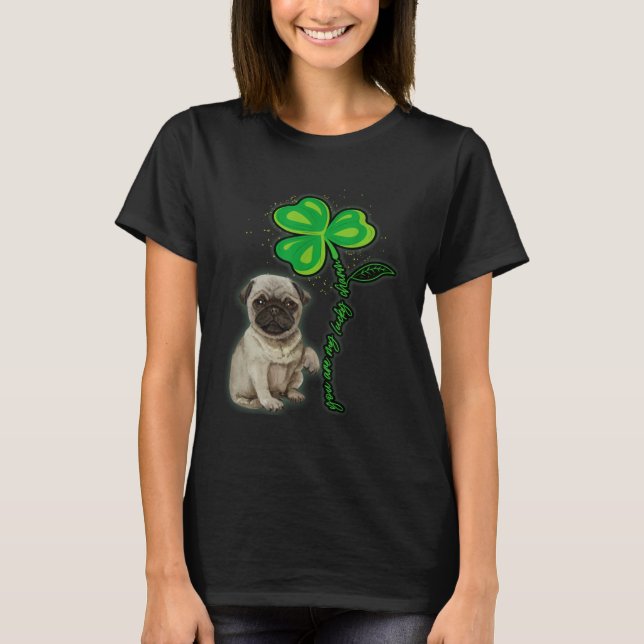 St Patricks Day Pug My Lucky Charm T Shirt (Framsida)