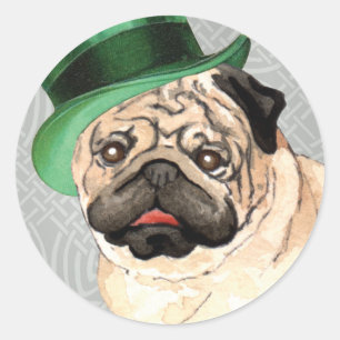 St. Patrick's Day Pug Runt Klistermärke