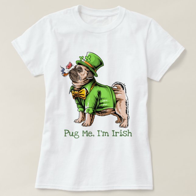 St. Patrick's Day Pug T Shirt (Design framsida)