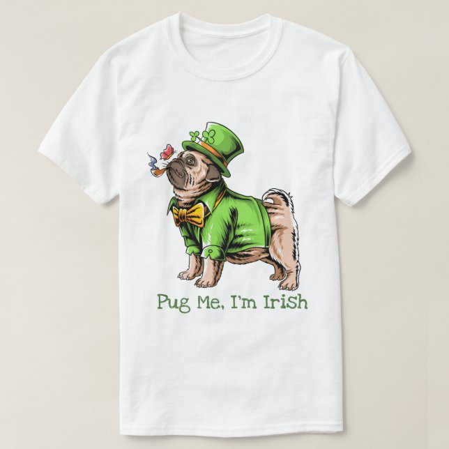 St. Patrick's Day Pug T Shirt (Design framsida)