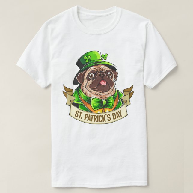 St. Patrick's Day Pug T Shirt (Design framsida)