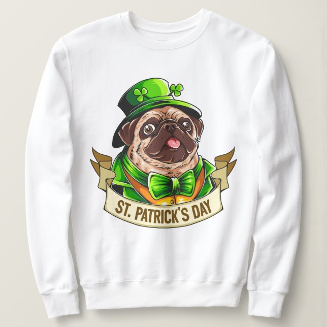St. Patrick's Day Pug T Shirt (Design framsida)