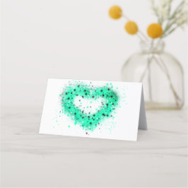 St. Patrick's day | Putsfärg glittrande hjärta Placeringskort