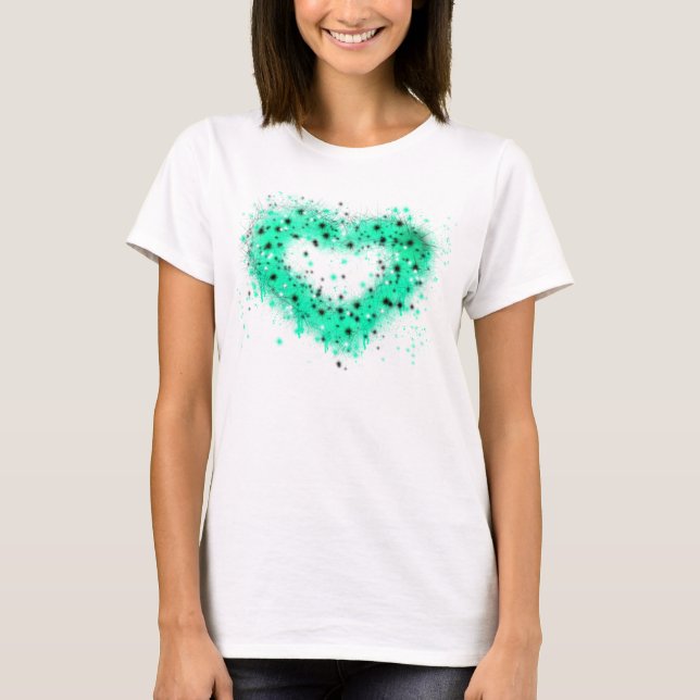 St. Patrick's day | Putsfärg glittrande hjärta T Shirt (Framsida)