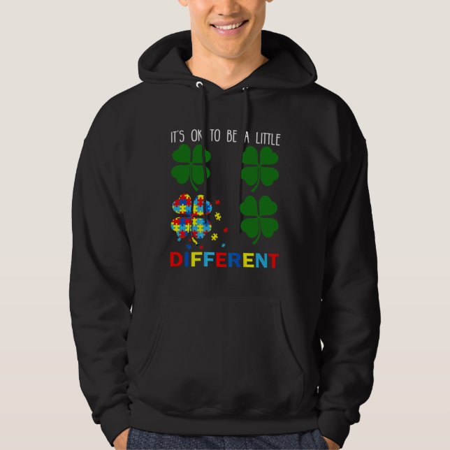 St patricks day Puzzle Shamrock Autism Awareness S Hoodie (Framsida)
