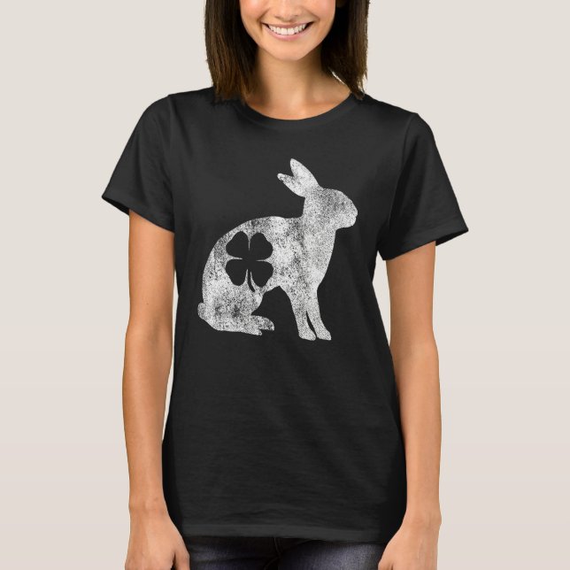 St Patrick's Day Rabbit Bunny Irish Green Shamrock T Shirt (Framsida)