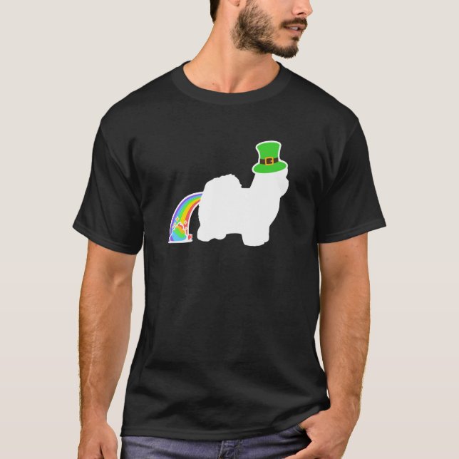 St Patrick's Day Rainbow Dog Coton de Tulear T Shirt (Framsida)