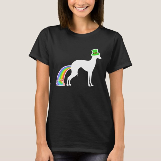 St Patrick's Day Rainbow Dog  Italian Greyhound T Shirt (Framsida)