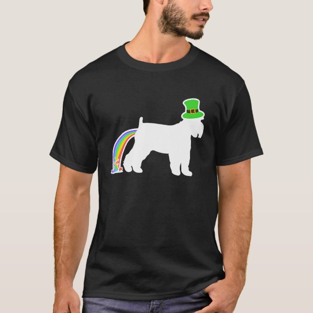St Patrick's Day Rainbow Dog  Schnauzer T Shirt (Framsida)