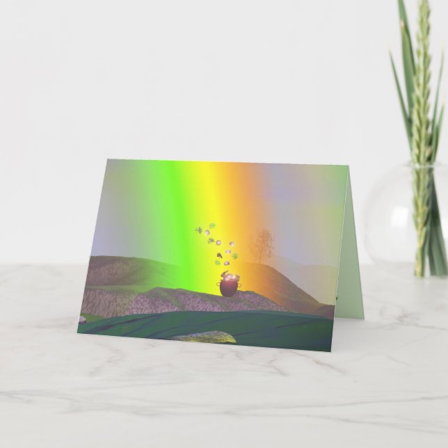 St. Patrick's Day - Rainbow Guld Kort (Framsida)