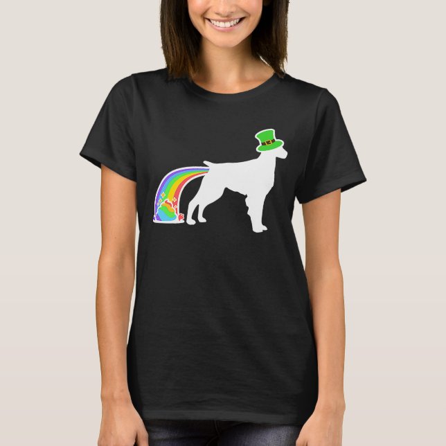 St patrick's day Rainbow Hund Brittany T Shirt (Framsida)