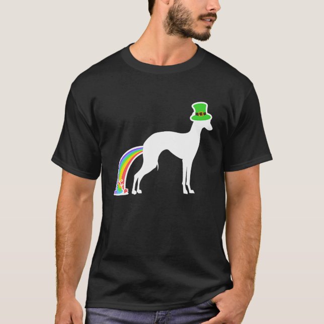 St patrick's day Rainbow Hund Italy Greyhound T Shirt (Framsida)