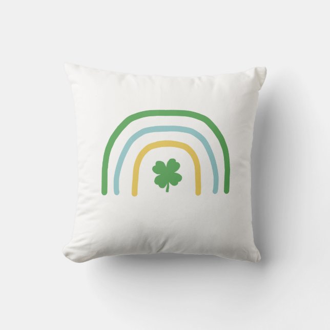 St patricks day Rainbow Irish Shamrock Pillow Kudde (Framsida)