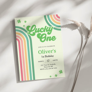 St patricks day Rainbow Lucky en första födelsedag Inbjudningar