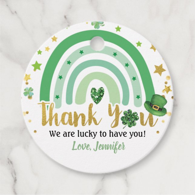 St patrick's day Rainbow Shamrock Tack Gåvor Etiketter (Framsida)