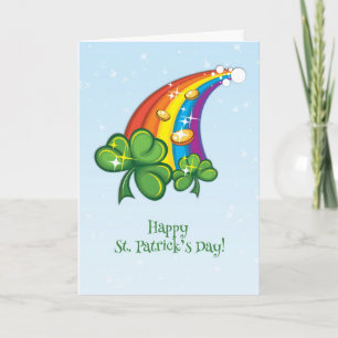 St. Patrick's Day, Rainbow, Shamrocks, Guld Mynt Kort