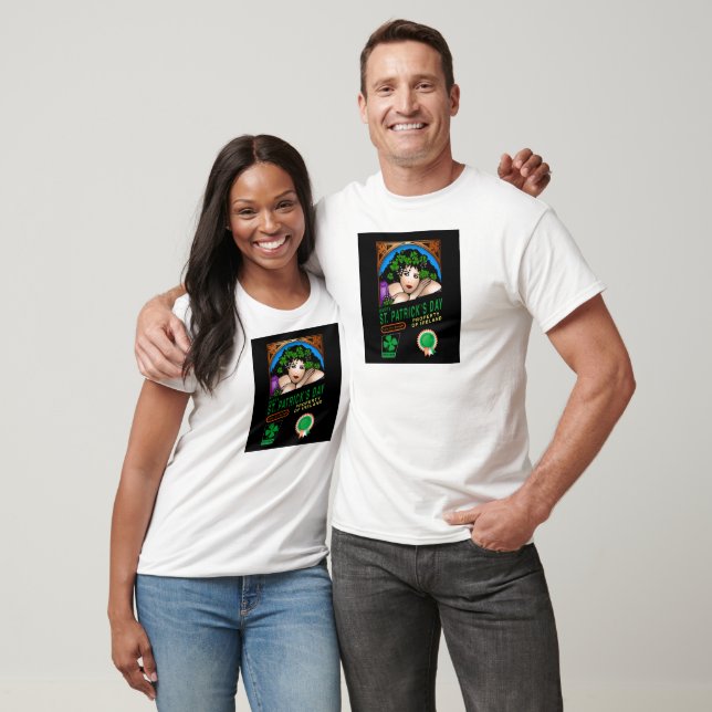 St. Patrick's Day Retrodesign med irländsk flicka T Shirt (Unisex)