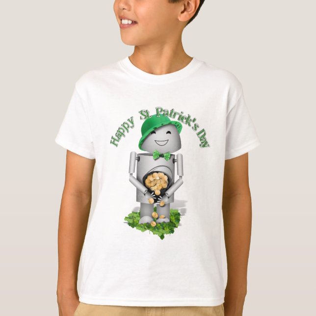 St Patricks Day Robo-x9 Med Guldgryte T Shirt (Framsida)