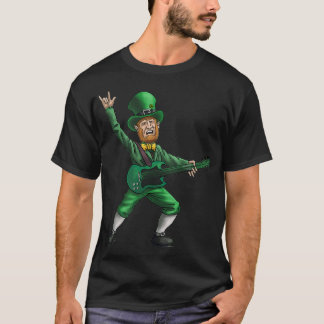 st patricks day Rock and roll Leprechaun Guitar T Shirt