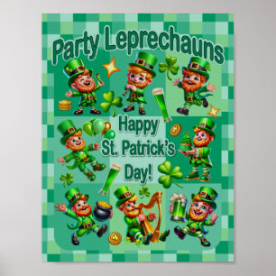 St. Patrick's Day Roligheter Söta "Party Leprechau Poster
