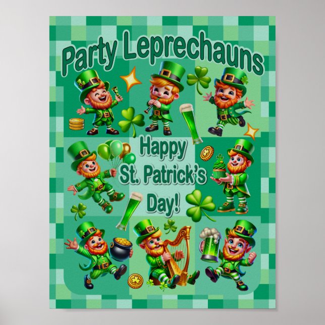 St. Patrick's Day Roligheter Söta "Party Leprechau Poster (Framsidan)
