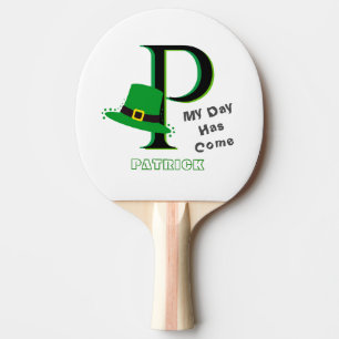 St. Patrick's Day Roligt 3-Färg Monogram Pingisracket