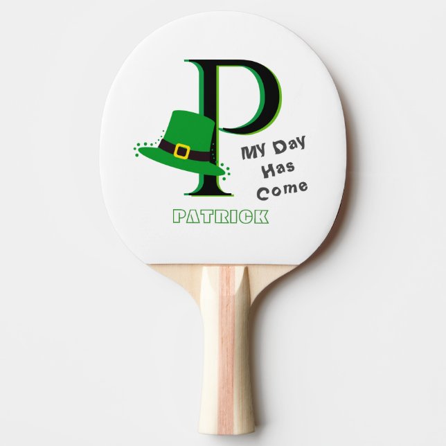 St. Patrick's Day Roligt 3-Färg Monogram Pingisracket (Framsidan)