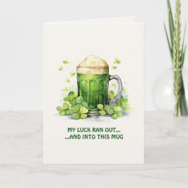 St. Patricks Day Roligt Kort med Leprechaun Kaffe
