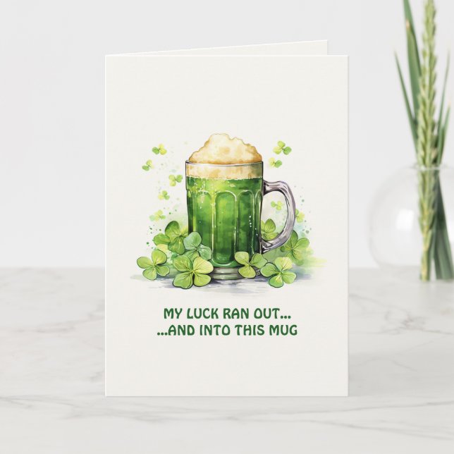 St. Patricks Day Roligt Kort med Leprechaun Kaffe (Framsida)