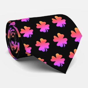 St Patricks Day Rosa Svart Shamrock Gåva Förmån Slips