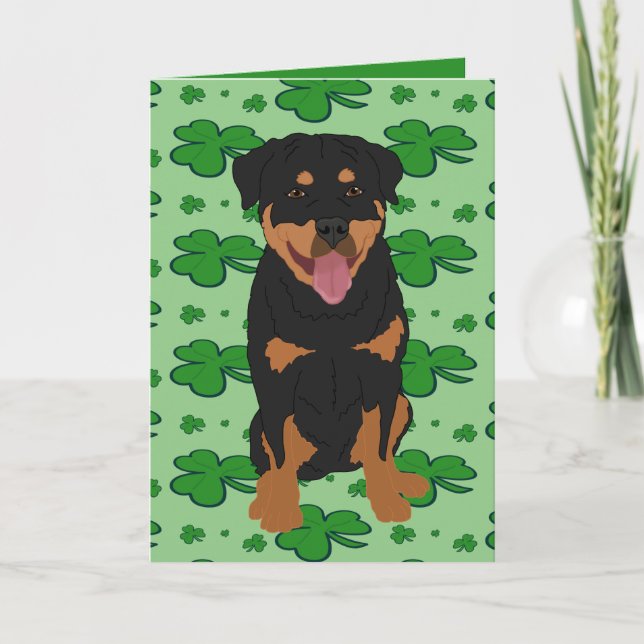 St. Patrick's Day Rottweiler Helgkort (Framsida)