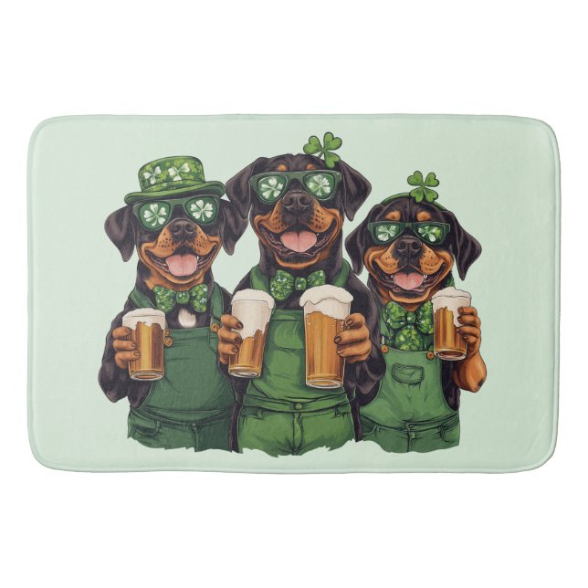 St. Patrick's Day Rottweiler Hundar Badrumsmatta (Framsidan)