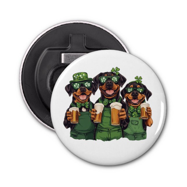 St. Patrick's Day Rottweiler Hundar Flasköppnare (Framsidan)