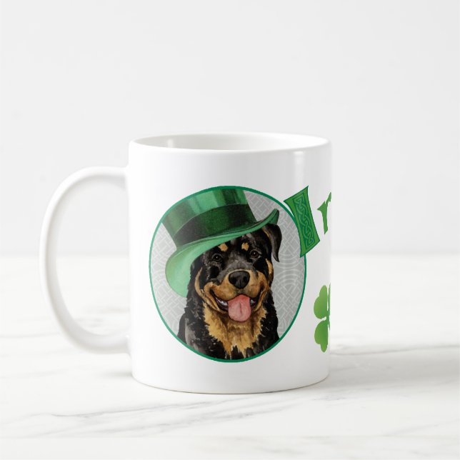 St. Patrick's Day Rottweiler Kaffemugg (Vänster)