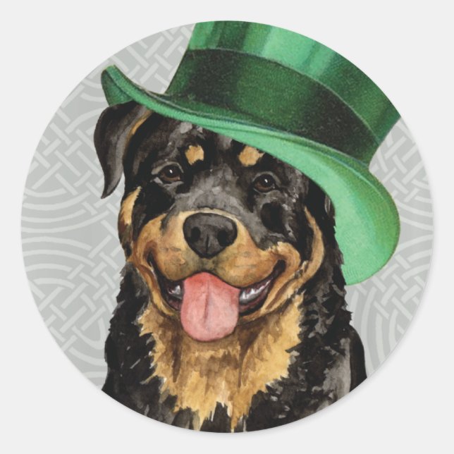 St. Patrick's Day Rottweiler Runt Klistermärke (Framsida)