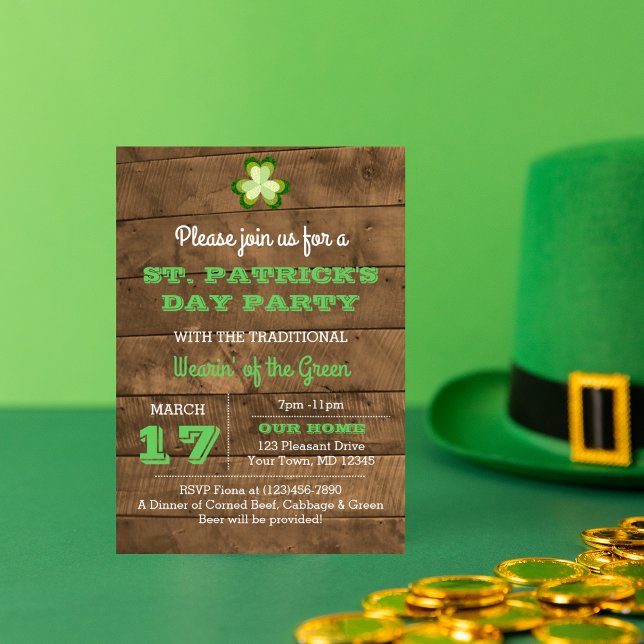 St. Patrick's Day Rustic Party-inbjudan Inbjudningar (Skapare uppladdad)