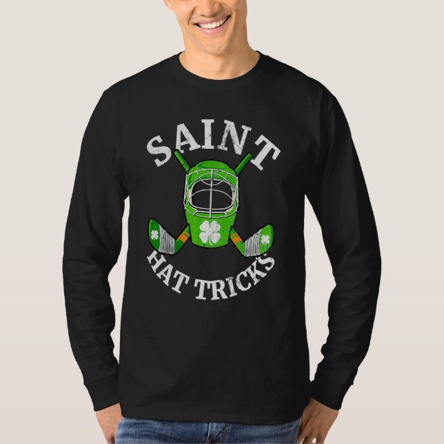 St Patricks Day Saint Hat Tricks Hockey Shamrock K T Shirt (Framsida)