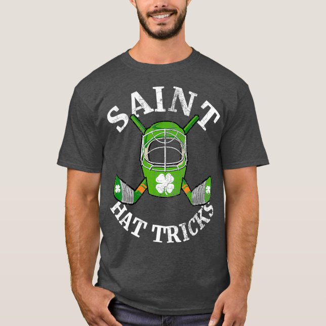 st patricks day Saint Hat Tricks Hockey Shamrock T Shirt (Framsida)