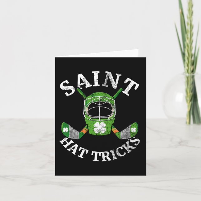 St. Patricks Day Saint Hatt Trick Hockey Shamrock Kort (Framsida)