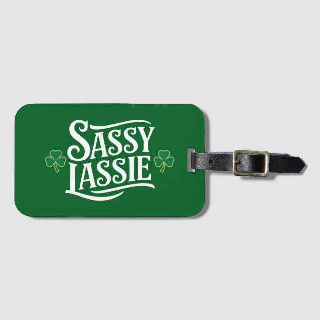 St patricks day Sassy Lassie Funny Irish Girl Bagagebricka (Framsida horisontal)