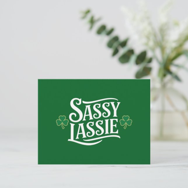 St patricks day Sassy Lassie Funny Irish Girl Vykort (Stående Fram)