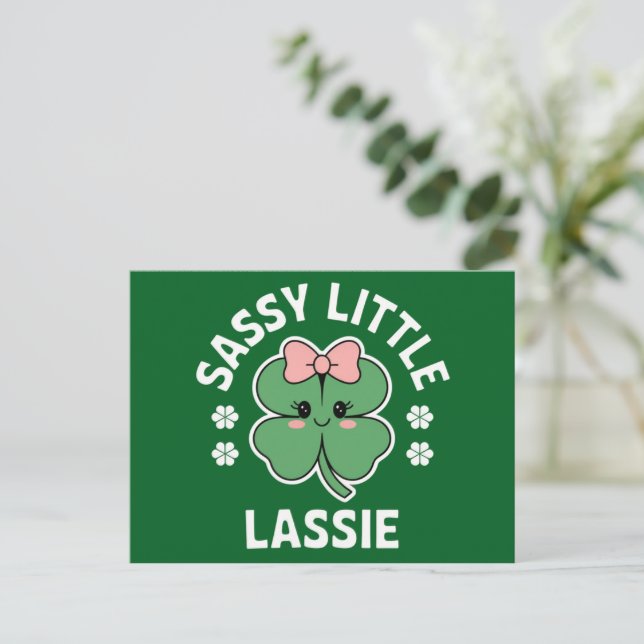St Patricks Day Sassy Little Lassie Barn Flicka Vykort (Stående Fram)